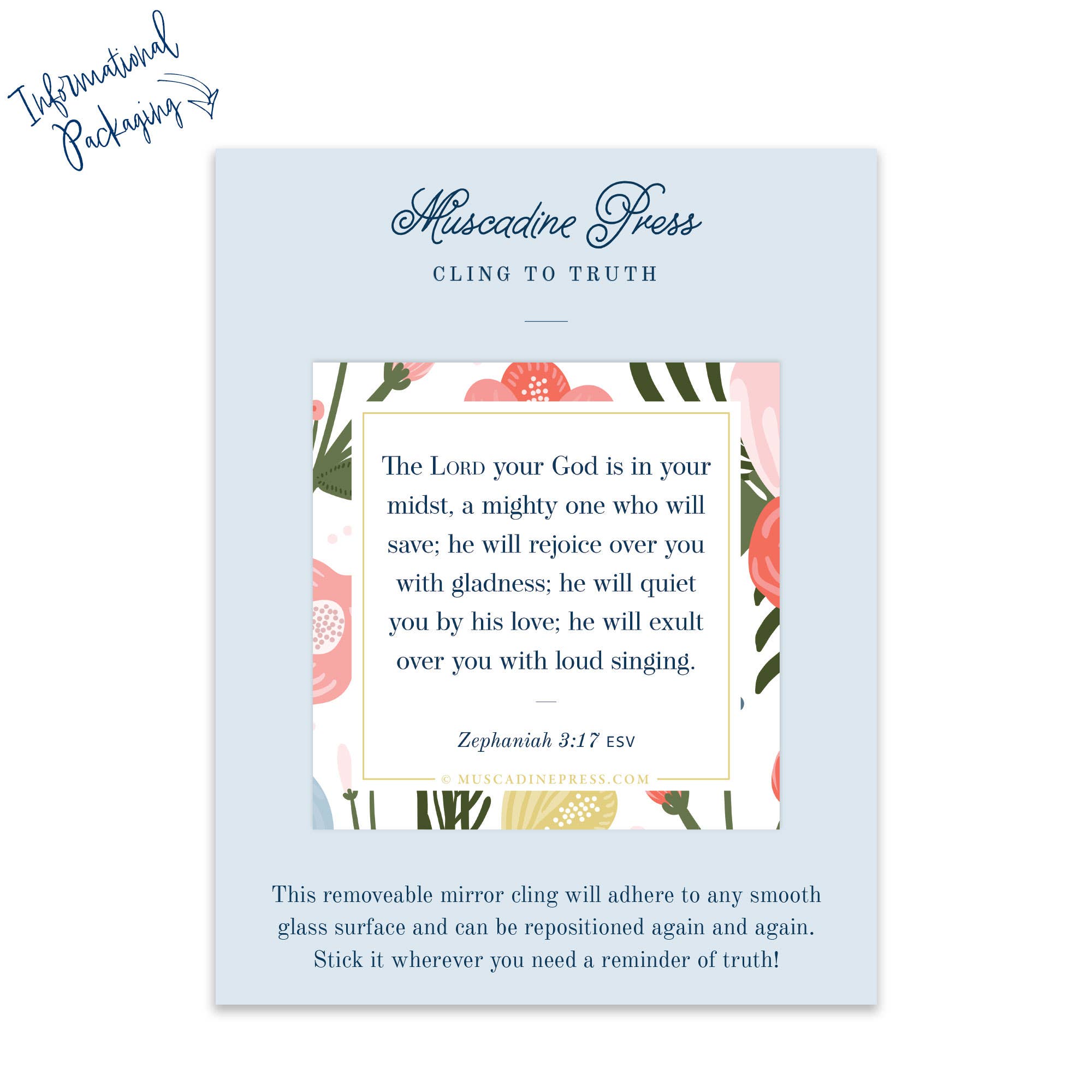 Muscadine Press - Wholesale Sticker - Scripture Static Cling, Mighty to Save1