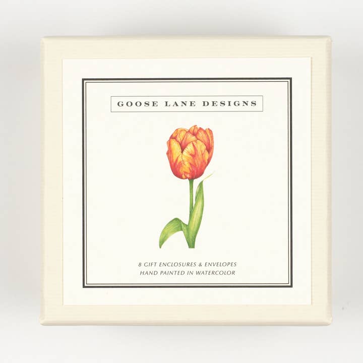 Gift Enclosure Cards - Box of 8 - Orange Tulip for wholesale by Goose Lane Designs