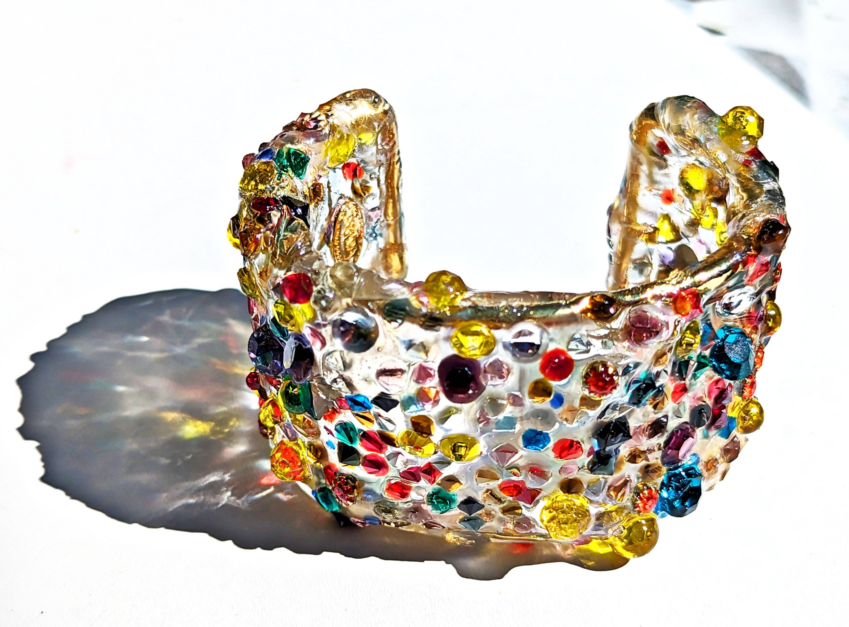Gay Isber Designs - Wholesale Cuff Bracelet - Confetti Multi Color Cuff Bracelet Vintage Swarovski Faceted Stones Handmade Sustainable USA Sugar Gay Isber2
