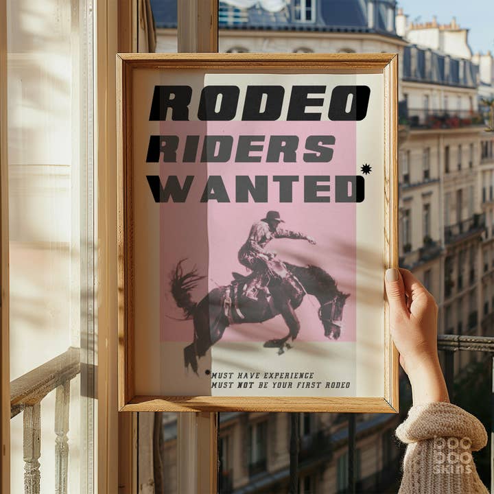 Rodeo Cowboy Art Print - Pink Pony Western Poster - Pink for wholesale by BOOBOOSKINS