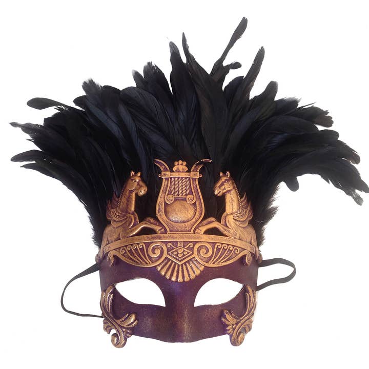 Western Fashion - Vendita all'ingrosso Costume di carnevale - Unisex - MASCHERA VENEZIANA IN METALLO CON PIUME