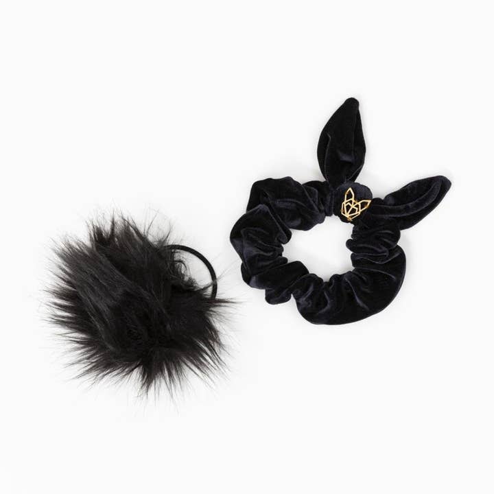 Mini coletero de terciopelo Hunny Bunny para niña - BLACK BEBE para venta al por mayor de Hunny Bunny Collection