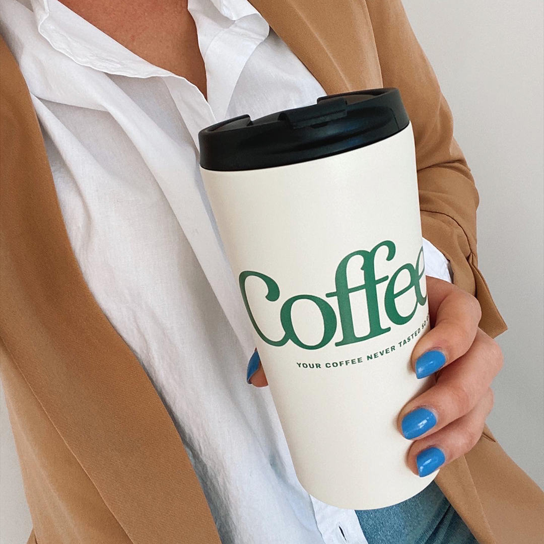 The Coffee Travel Cup Beige for wholesale on Faire2