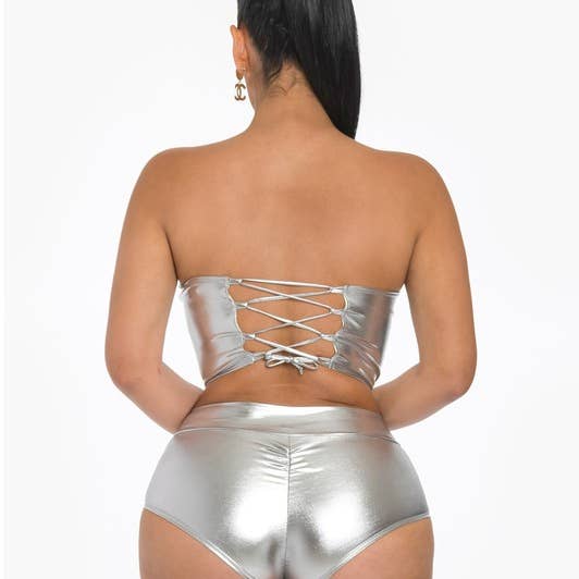 Sexy Body Leather Set Crop Top and Short Pant Plus for wholesale by D.ROCK