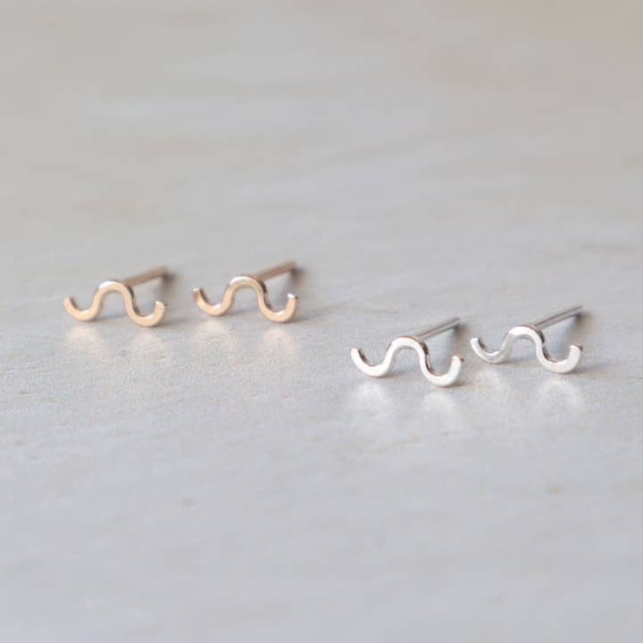 Squiggle Stud Earrings | Sterling Silver or 14k Gold Filled for wholesale by Blossom and Shine