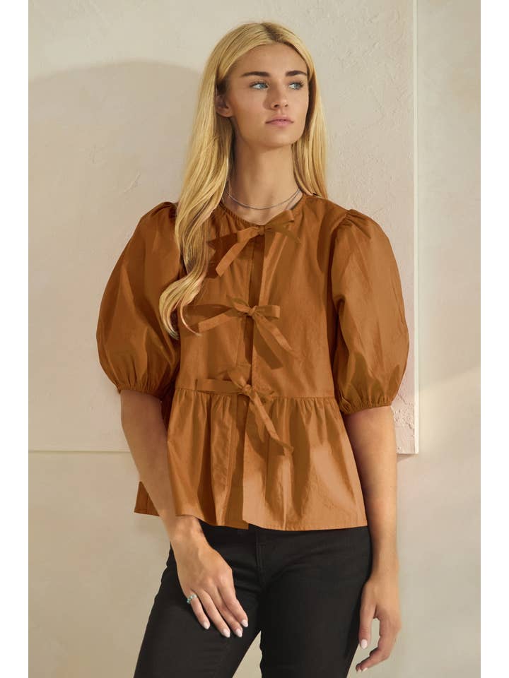 Oddi - Wholesale Blouse - Women's - Solid Cotton Poplin Front Tie Ribbon Blouse5