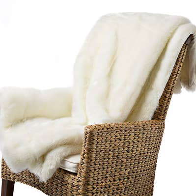 Hemsidan-Design - Wholesale Decoratiedeken - Plaid imitatiebont de Luxe Winter Hare Vit 130 x 180 cm