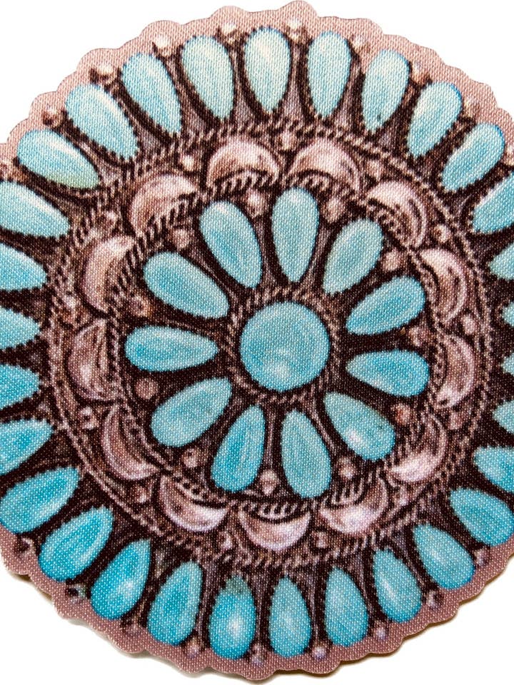 Large Turquoise Concho Patch for wholesale by Summer Tees