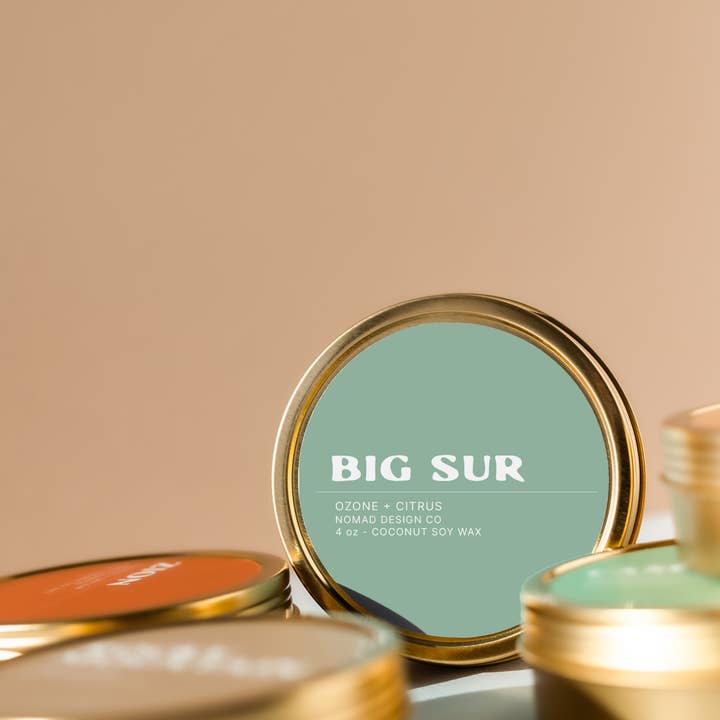 Big Sur Travel Tin Candle for wholesale by Nomad Design Co