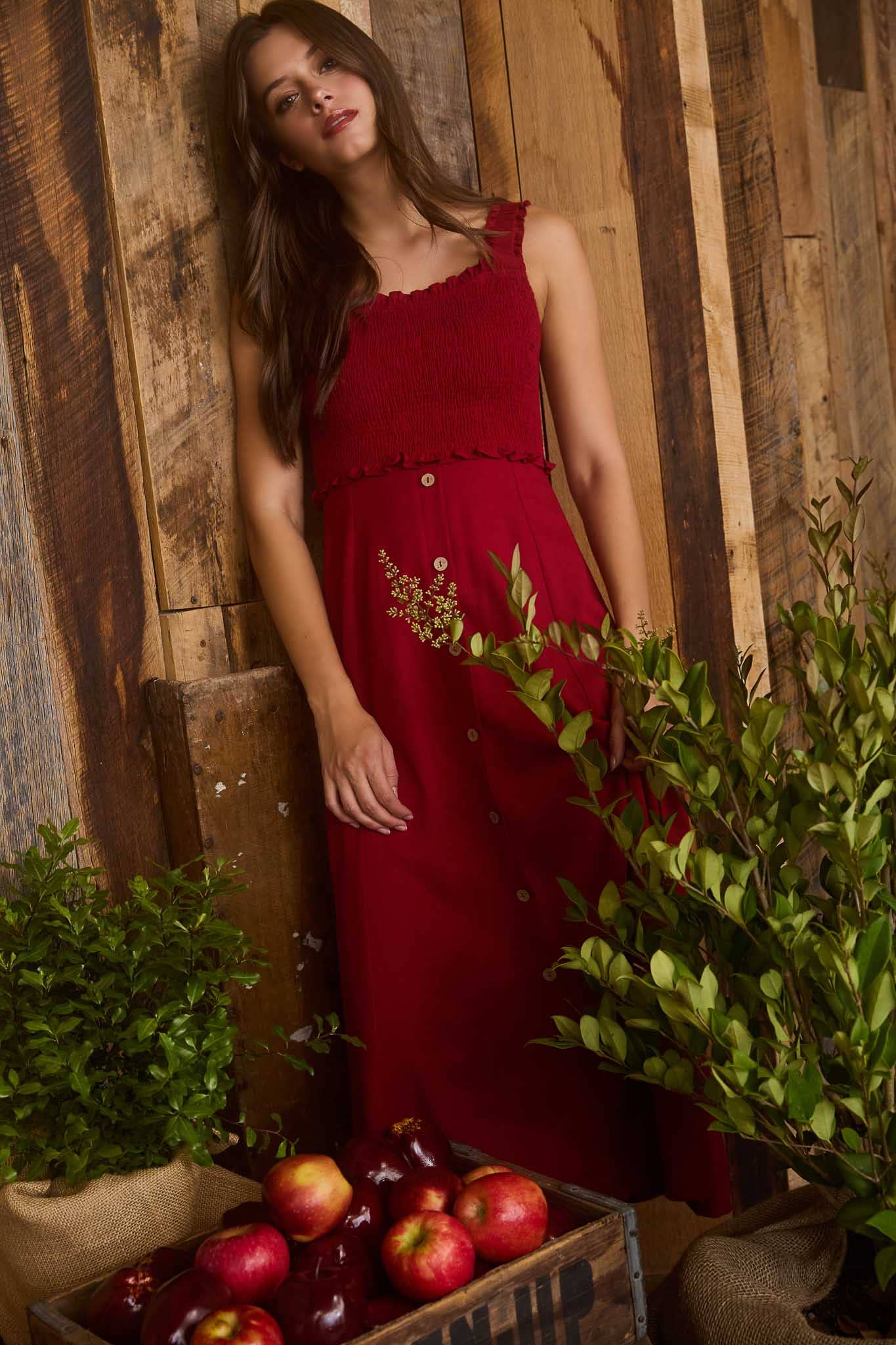 Blu Pepper - Wholesale Jurk - Dames - MIDI-JURK MET SMOCKWERK, MOUWLOOS EN KNOOPSLUITING4