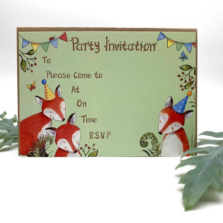 Ink and Snail Limited - Wholesale Birthday Card - Fox Birthday Party Invitations Pack of 101