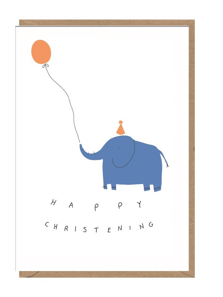INK41 Elephant Happy Christening Card for wholesale by Earlybird Designs