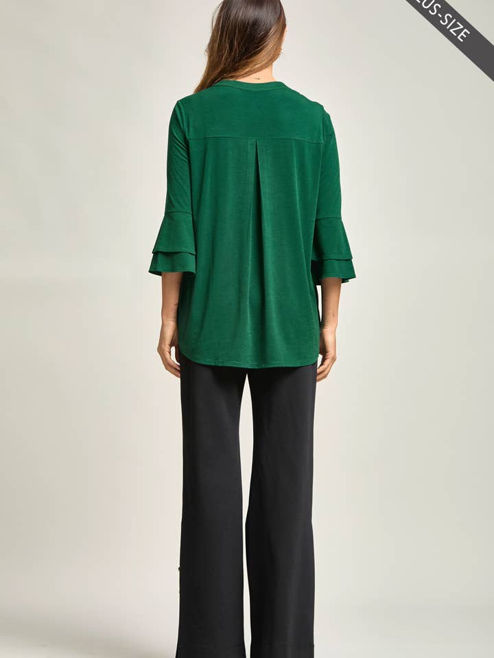 Dear Scarlett - Wholesale Tunic - Women's - PLUS SIZE Solid Color Belled Lizzy Top22