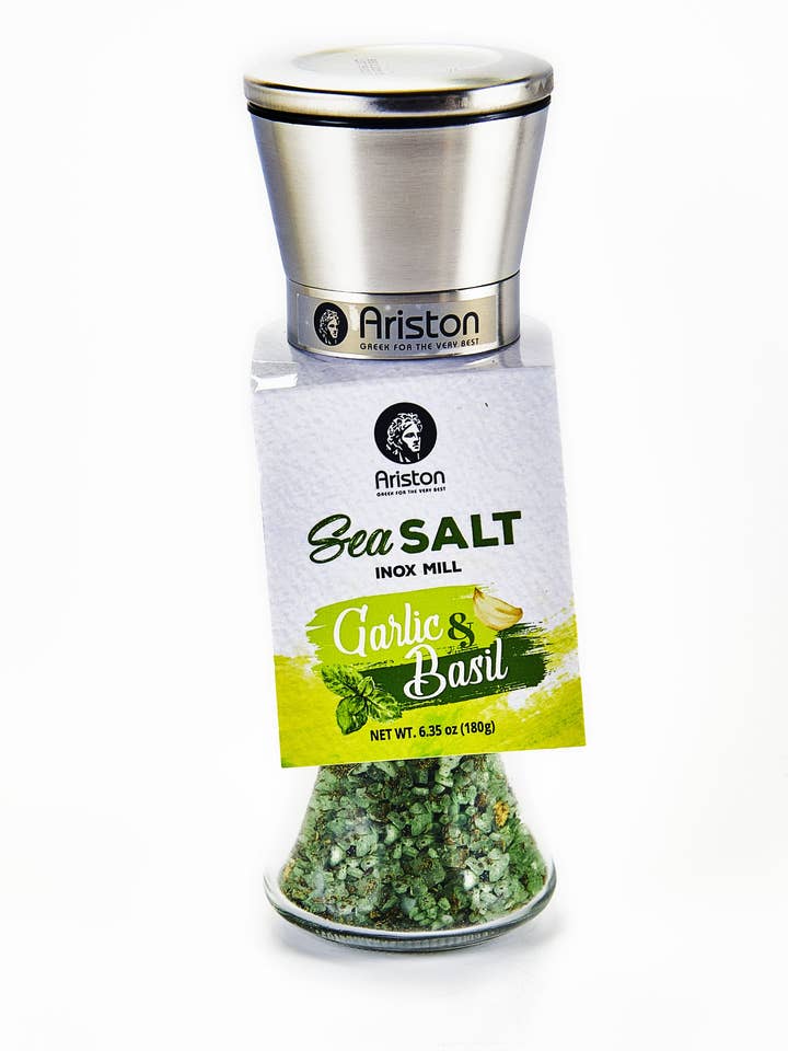 Ariston Sea Salt with Garlic and Basil for wholesale by Ariston Specialties