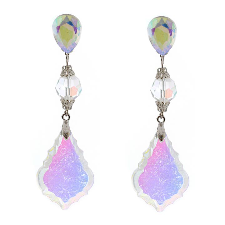 Wedding Rhodium Plated Crystal Dangle Earrings for wholesale by Cool Crystals