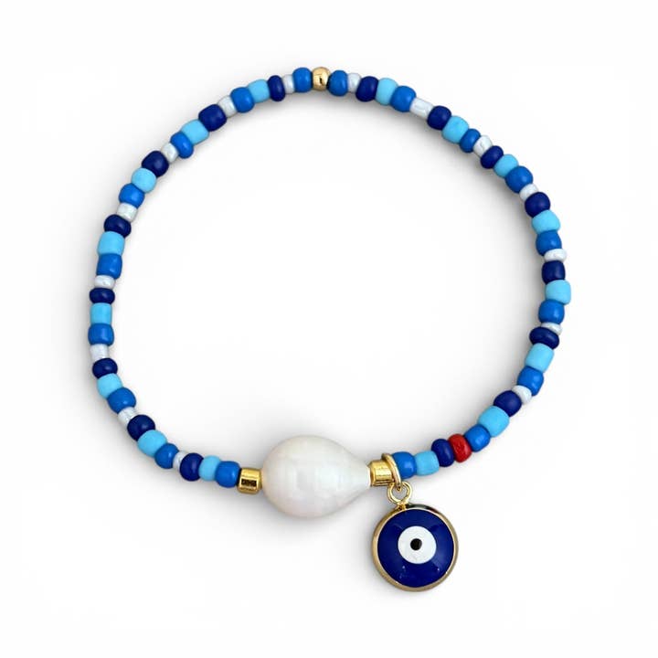 Boze oog & Zoetwaterparel Kralenarmband voor wholesale door Georgina Nicol