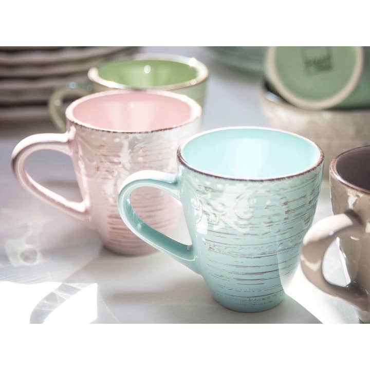 H&H - Wholesale Coffee Mug - Mug Courtyard In Stoneware Blue cc 4001