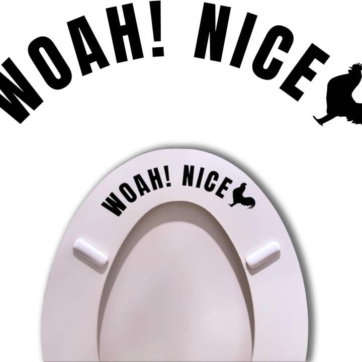 I Make Stickerz - Wholesale Sticker - Whoa Nice Cock Sticker Decal - 8 inch Funny Rooster Toilet Seat Sticker, Vinyl Bathroom Decal, Put The Toilet Seat Down Sign