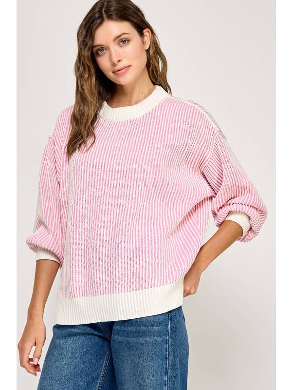 Miss Love - Wholesale Knit Sweater - Women's - Super Soft Strip Sweater25