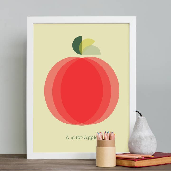 Red A is voor Apple Print voor wholesale door Cloud Cuckoo Design