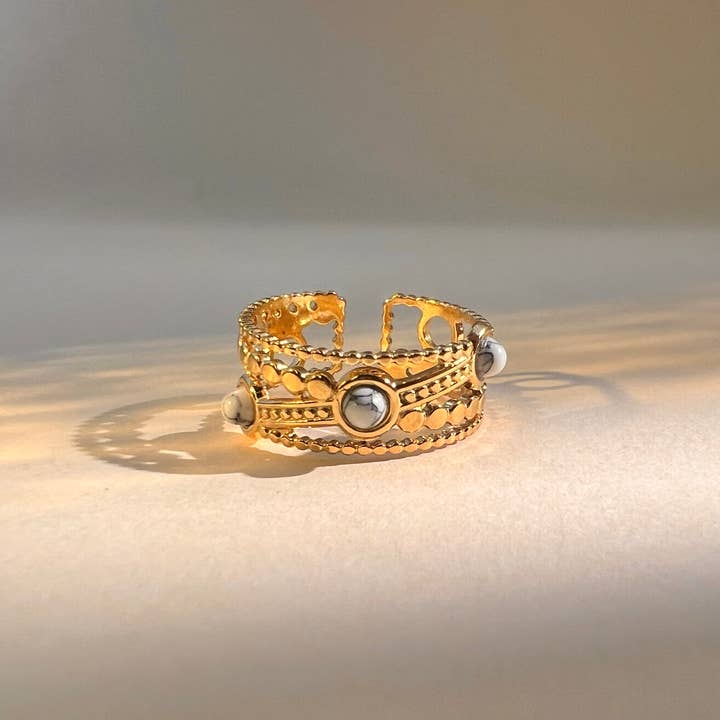 COSMOS - Wholesale Multi-Stone Ring - Adjustable stainless steel stone ring4