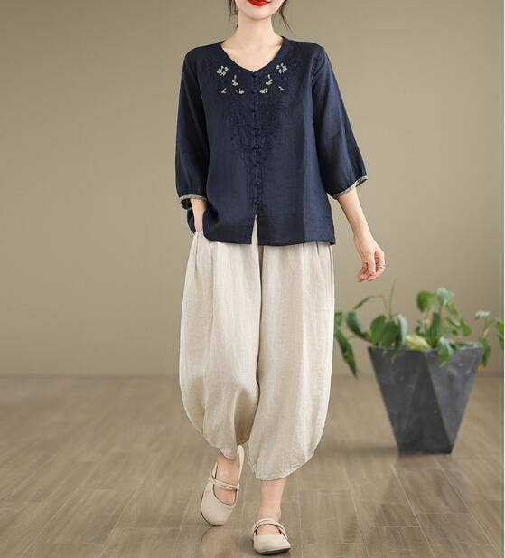 Whisper Mint - Vente Ensemble haut et pantalon (PAS d'intérieur) - Femme - Ensemble de sarouel à chemise en coton pour femmes de petite taille 0