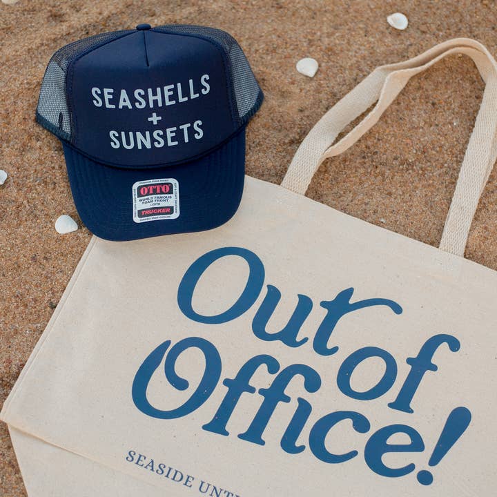 Hartland Goods - Wholesale Trucker hat – Women’s - Seashells and Sunsets Trucker Hat - Navy1