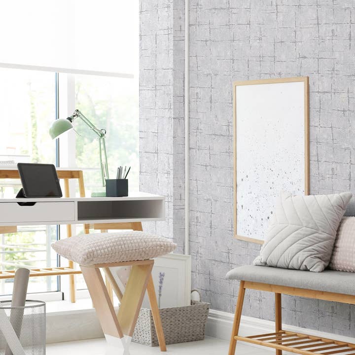 Resilient Decorative Embossed Cubic Silver Wallpaper, Home Wall Decor, Aesthetic Wallpaper, Textured Wallcovering Non-Adhesive and Non-Peel for wholesale by Walloro Luxury Embossed Wallpaper