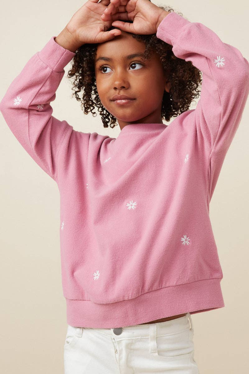 Hayden LA - Vente Sweat-shirt – enfant - Sweat-shirt texturé brossé à fleurs brodées pour filles10