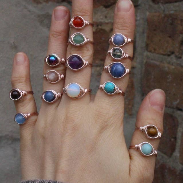 Gratefully Dreaming - Wholesale Single Stone/Solitaire Ring - Rose Gold Wire Wrapped Gemstone Rings 0