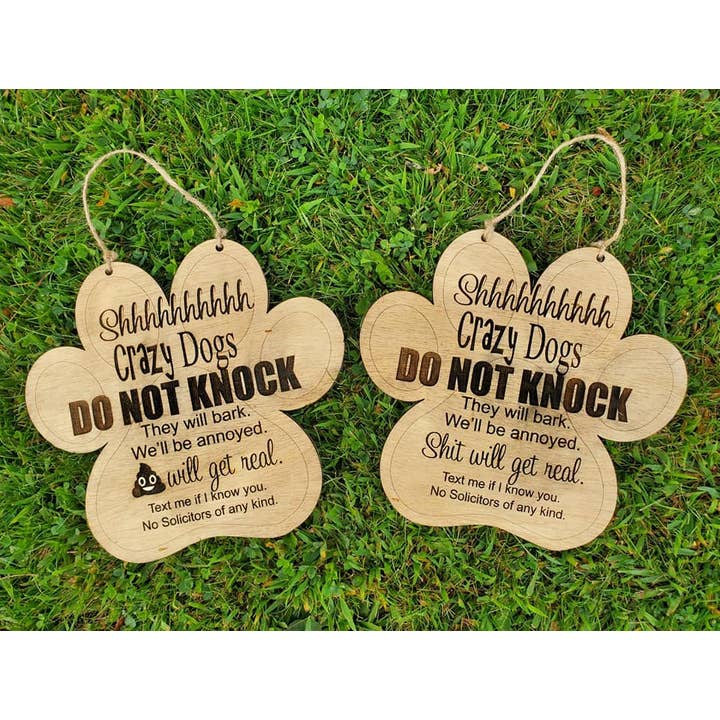 The Cracked Pig - Wholesale Sign - Barking Dog Wooden Door Sign