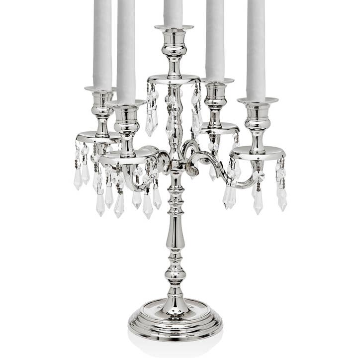 Godinger - Wholesale Candle Holder - 5 Light Candelabra with Hanging Crystal Drops