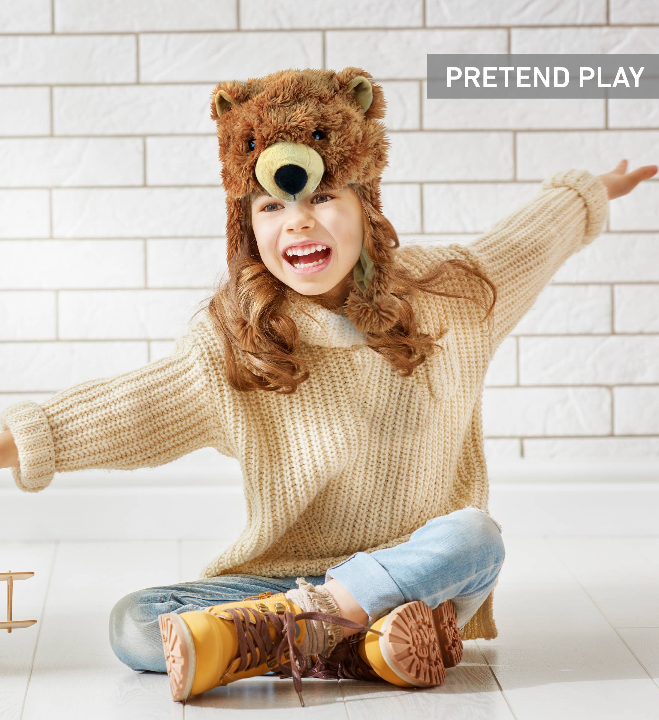 Cota Global - Vente Chapeau – enfant - Chapeau en peluche super doux - Ours Grizzly6