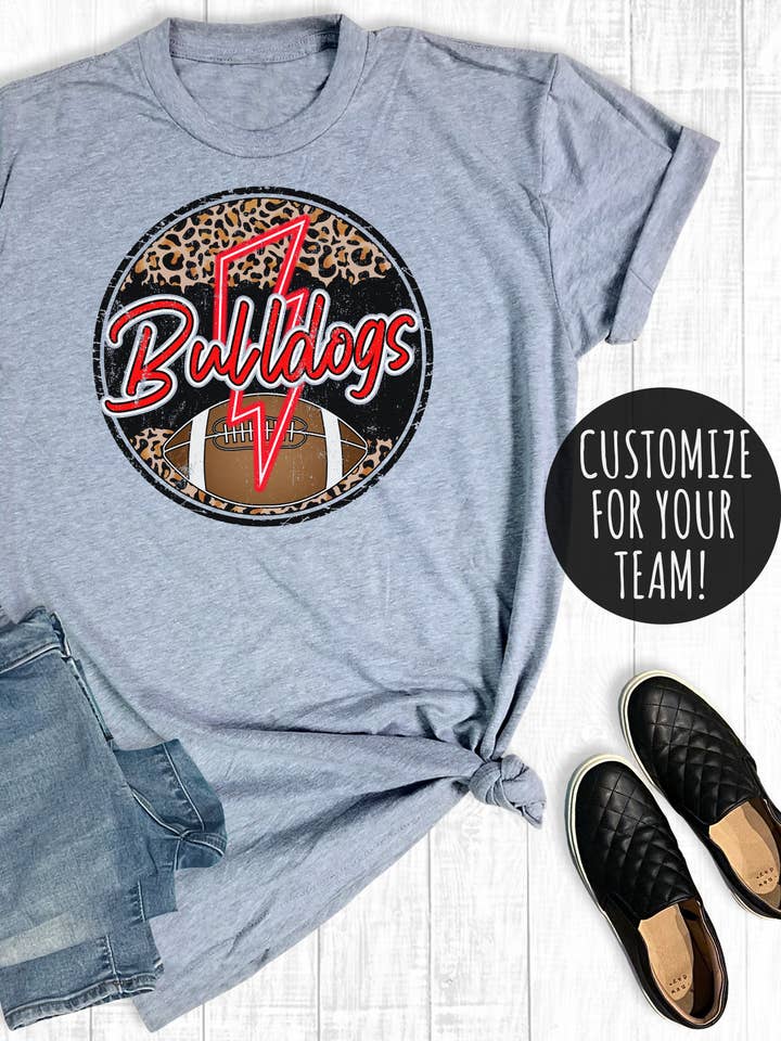 Light Gray Custom Lightning Football Neon Circle Graphic Tee for wholesale on Faire0