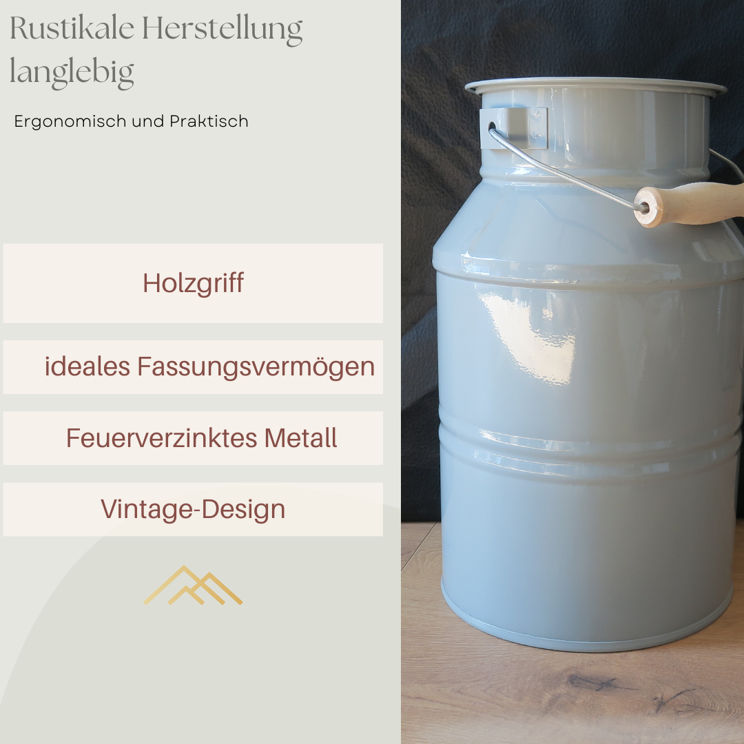 Waldsehnen - Art of Handmade – Vaso de plantas por atacado – Recipiente de zinco natural cinza para planta e leite7