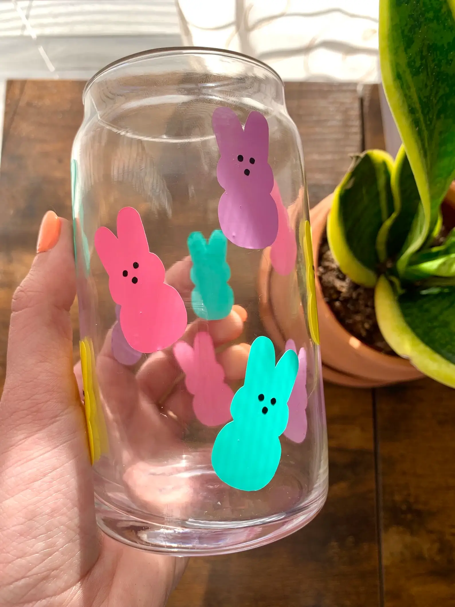 MarieDesignCo - Wholesale Drinking Glass/Cup - Peeps glass mug, Easter coffee mug, peeps coffee cup, cups4