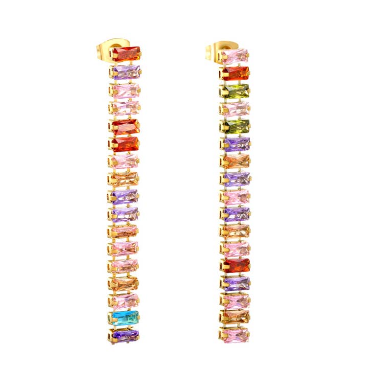 Aulala Multicolour Diamante Drop Earring for wholesale by AULALA IBIZA
