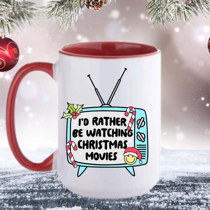 AromaSarapy - Wholesale Coffee Mug - I'd Rather Be Watching Christmas Movies | Holiday Mug 1