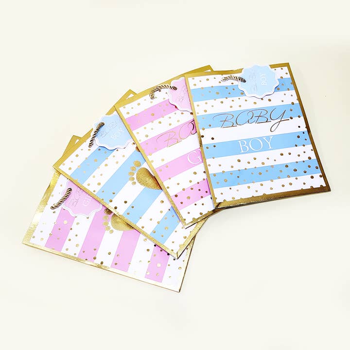 Assorted Color Gold Dot Baby Shower Gift Bag for wholesale on Faire