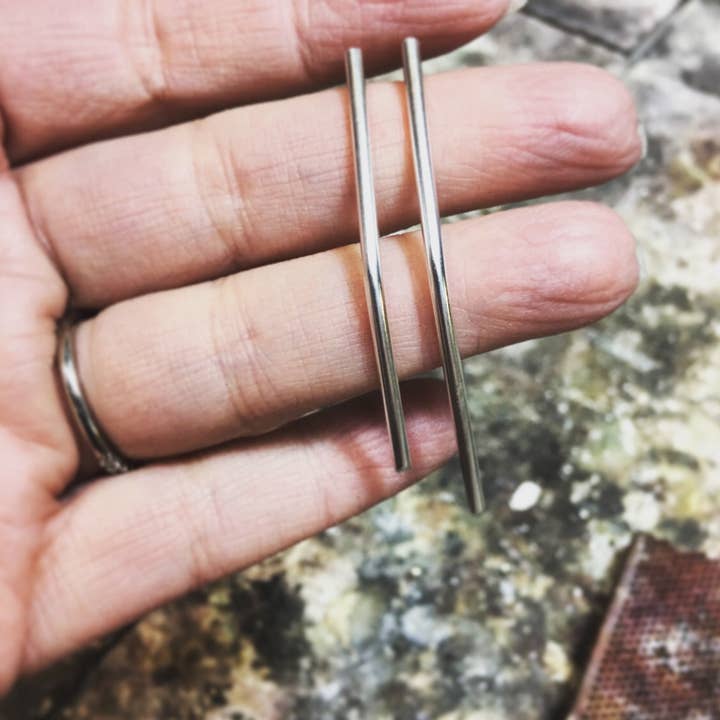 Long Asymmetrical Line Earrings for wholesale by Allison Mooney Design