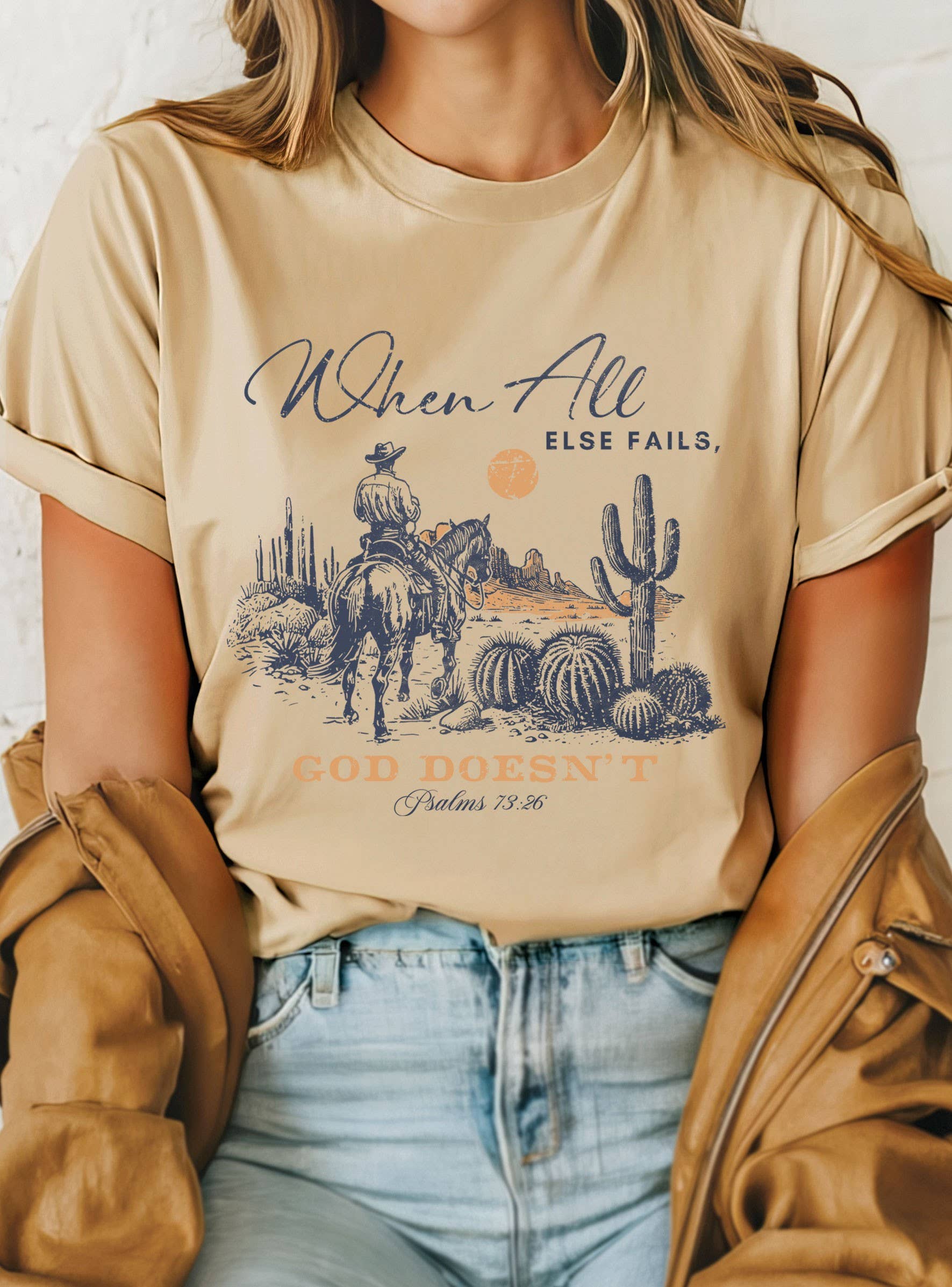 Rustee Clothing – Großhandel T-Shirt mit Siebdruck – Damen – WENN ALLES ANDERE VERSAGT, MACHT GOTT KEINE COWBOY-GRAFIK-T-SHIRTS3