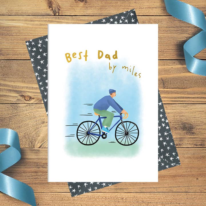Best Dad by miles - Greetings Card for wholesale by Dandelion Stationery