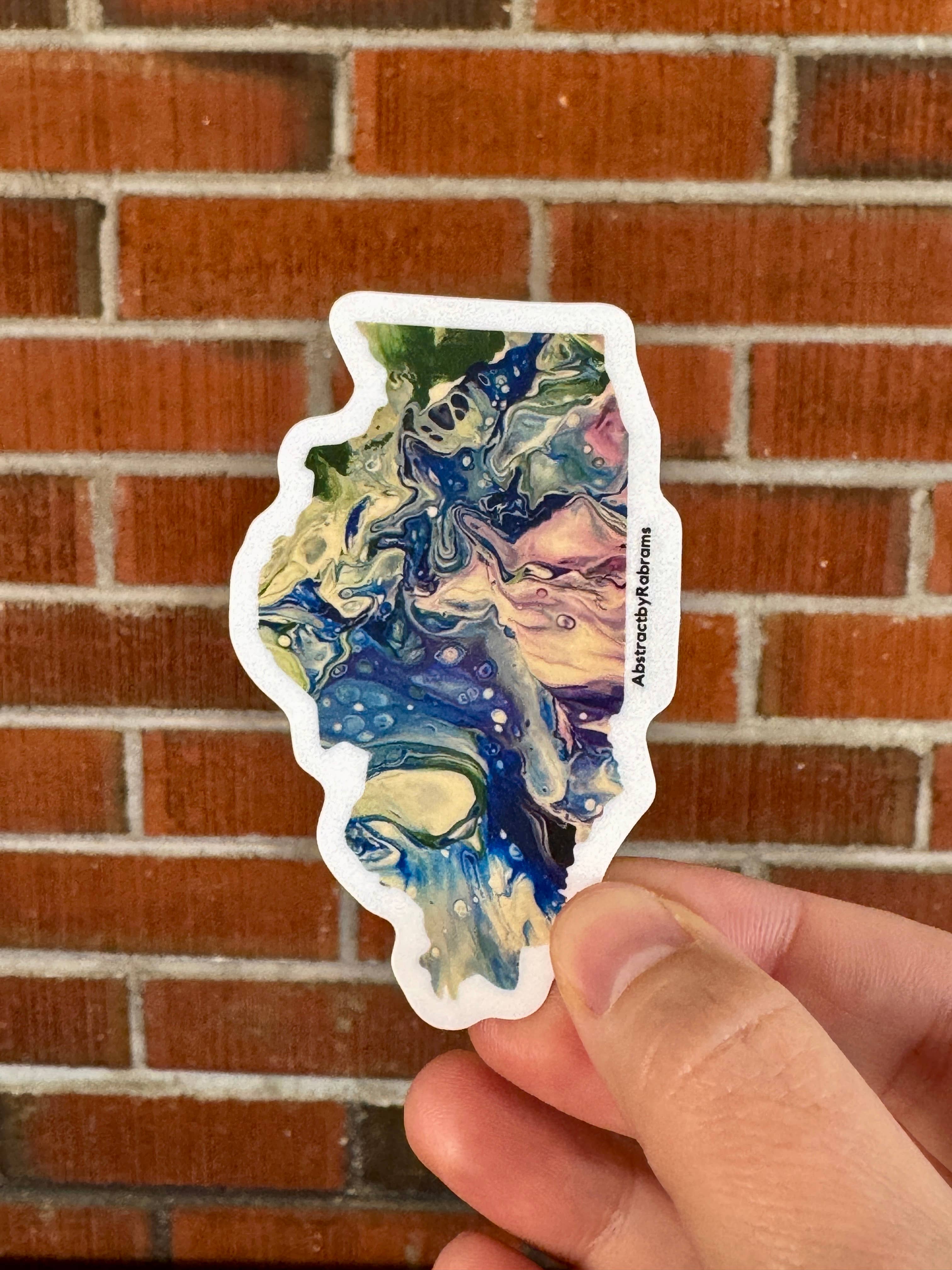 AbstractbyRabrams - Wholesale Sticker - Illinois State Vinyl Sticker - LGBTQ - Rainbow - Trans6