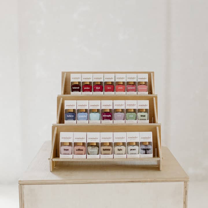 Reminder Nail Polish - Wholesale Display Shelf - 3-Tiered Birch Shelf 13"1