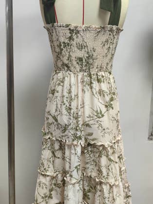 green 2025 komorebi Spring floral flare swing Dress w bow straps for wholesale on Faire1