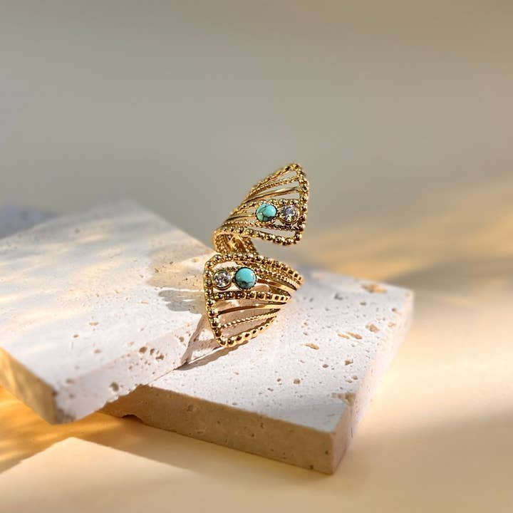 COSMOS – Großhandel Cocktail-/Statement-Ring – Verstellbarer Edelstahlring mit gedrehtem Design3