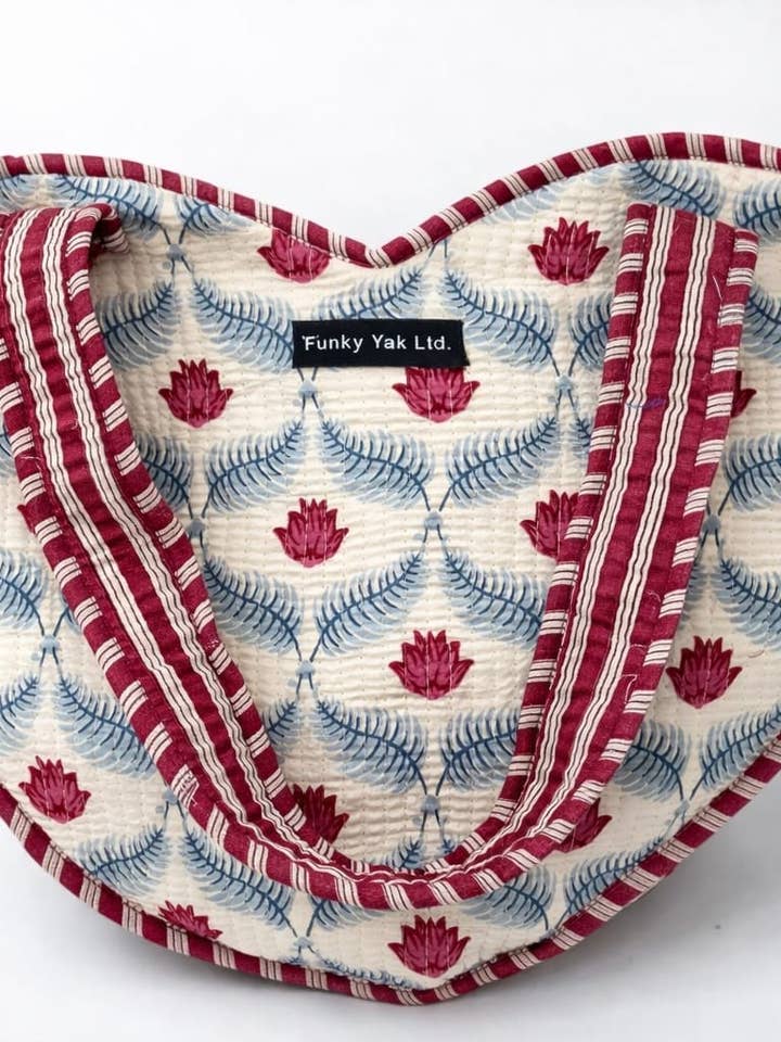 Sac Cœur Bohème Matelassé Kantha 100% Coton pour la vente par Funky Yak Ltd