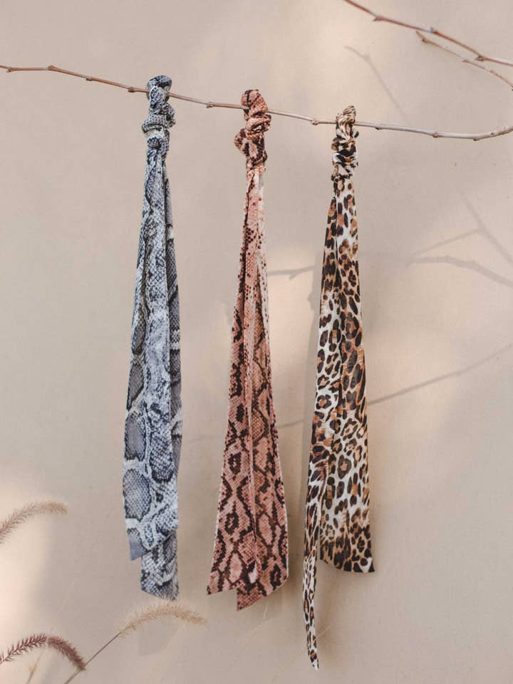 Animal Print Chiffon Scarf Hair Tie for wholesale by Space 46 Wholesale