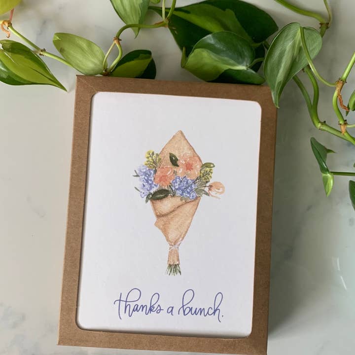Boîte de cartes de vœux Thanks a Bunch : lot de 6 pour la vente par Hello Neighbor Art
