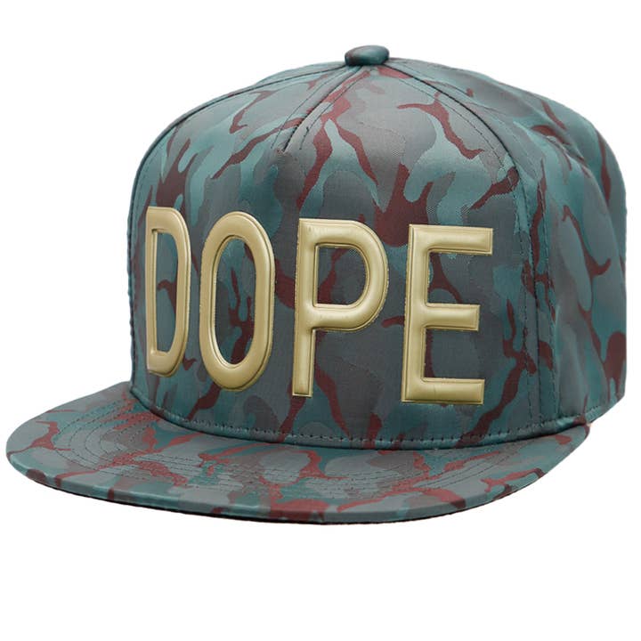 Cap Zone – wholesale Keps med platt skärm – Herr – Dope Gold Logo Präglad Camo Flat Bill Snapback